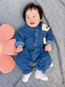 G.DUCKKIDS嬰兒衣服春裝長袖兒童裝百天男寶寶牛仔連體衣帥氣哈衣春秋款幼兒 深藍(lán)色 73cm 建議年齡7-9個(gè)月 曬單實(shí)拍圖