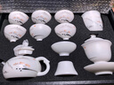 簡先生德化羊脂玉白瓷功夫茶具套裝家用客廳手繪茶藝茶杯套陶瓷蓋碗茶壺 蓋碗直口杯江南山水 9頭 曬單實拍圖