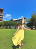 天丂黃色露背吊帶連衣裙女2025夏季不規(guī)則三亞旅游海邊度假沙灘長(zhǎng)裙 黃色格子 M 曬單實(shí)拍圖