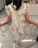 FIDQIOG國際品牌女童洋裝2025新款夏季海邊沙灘公主裙兒童夏裝飛袖碎花背心裙子 單裙子 150 cm 曬單實拍圖