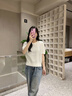 塔馳密司 TOUCH MISS優(yōu)雅/萬搭針織/提花圓領(lǐng)短袖針織T上衣 LSY白色L 曬單實(shí)拍圖
