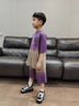G.DUCKKIDS男童夏季套裝2025新款兒童夏裝炸街洋氣男孩純棉短袖休閑運(yùn)動酷帥 紫色 140 cm 曬單實(shí)拍圖