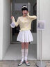 小野七天針織防曬開(kāi)衫女夏2025花朵木耳邊長(zhǎng)袖上衣薄款短外套裙子外搭罩衫 黃色 薄款 帶花扣 均碼 （建議80-115斤） 曬單實(shí)拍圖