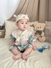 G.DUCKKIDS嬰兒衣服夏季薄款冰絲新生兒連體衣中國風寶寶周歲禮服嬰幼兒漢服 藍色 90cm 90尺碼1~2歲【 80-】 曬單實拍圖