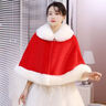 喜媽媽冬新娘狐貍毛披肩婚紗披風(fēng)禮服旗袍皮草斗篷外套白色女酒會(huì) 紅白披風(fēng)（帶邊毛） 曬單實(shí)拍圖