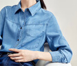 尚都比拉萊賽爾天絲休閑通勤牛仔襯衫女秋季薄款長(cháng)袖女裝上衣 牛仔藍 L  曬單實(shí)拍圖