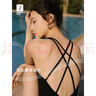 迪卡儂（DECATHLON）泳衣女溫泉顯瘦遮肚溫泉連體小黑裙游泳衣泳裝NABWW 暗夜精靈小黑裙(三角內(nèi)襯) L /120-130斤/偏小一碼 曬單實(shí)拍圖