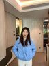 波司登（BOSIDENG）2025新款輕薄羽絨服女短款90絨連帽菱格保暖防風(fēng)外套B250135316 風(fēng)鈴淡藍(lán)5A05 XS 155/80A 體重約110以內(nèi) 曬單實拍圖