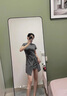 小野七天茶歇法式氣質(zhì)灰色收腰連衣裙女夏季2025新款短袖圓領(lǐng)小眾設計短裙 灰色 M 【80-95斤】 曬單實(shí)拍圖