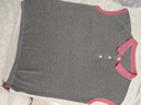 皮爾卡丹（pierre cardin）桑蠶絲短袖t恤女夏季POLO領(lǐng)氣質(zhì)寬松大碼撞色冰 絲針織小衫上衣薄 灰 3XL (145-160斤） 曬單實拍圖