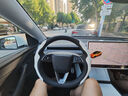 YZ適用tesla特斯拉model3Y方向盤套把超薄吸汗車內(nèi)裝飾改裝丫配件 煥新版ModelY/3鹿皮絨方向盤套-白色 曬單實拍圖