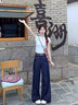 艾熙禮高檔深藍色天絲牛仔褲女2025新款夏季薄款直筒褲顯瘦高腰闊腿褲子 深藍色-長(cháng)褲 【高端輕奢款】 3XL /31 建議135-145斤 曬單實(shí)拍圖