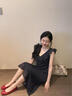 LIZONGXI藍色波點(diǎn)小飛袖連衣裙子女夏季茶歇法式收腰顯瘦碎花雪紡吊帶長(cháng)裙 藍色 S 【80-100斤】 曬單實(shí)拍圖
