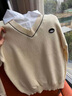 皮爾卡丹（pierre cardin）羊毛衫女秋冬時(shí)尚假兩件襯衫領(lǐng)毛衣寬松短款針織打底衫上衣 灰色 S (適合85-98斤) 曬單實(shí)拍圖