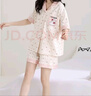 貓人睡衣女士夏季純棉可愛開衫親膚短袖短褲家居服套裝 曬單實(shí)拍圖