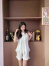 津炳勝睡衣女帶胸墊夏季公主風(fēng)可外穿閨蜜甜美高級(jí)感薄款短袖短褲家居服 白色五分袖兩件套【固定胸墊】 M 【建議70-90斤】 曬單實(shí)拍圖