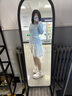 ELLE藍(lán)色亞麻寬松鏤空一字領(lǐng)針織衫女2025夏季新款慵懶感輕薄罩衫 淺藍(lán) M 曬單實(shí)拍圖