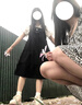 EPET夏秋新款甜美減齡背帶連衣裙套裝女學(xué)生寬松小個(gè)子背心裙子兩件套 黑色背帶裙單件 M 95-105斤 曬單實(shí)拍圖