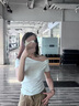 衣然呈品紐結(jié)設(shè)計鎖骨短袖T恤女夏季薄款甜美褶皺修身體恤時尚半袖上衣女 白色 M 【建議90-110斤】 曬單實拍圖