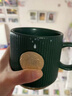 星巴克杯子墨綠色馬克杯星勺陶瓷豎條紋水杯辦公室咖啡杯七夕情人節(jié)禮物 墨綠單杯高檔禮盒裝 340ml 曬單實(shí)拍圖