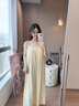 黛夢(mèng)思   DAMOS·LOVE性感吊帶睡裙女夏季涼感爽棉薄款帶胸墊女式家居服簡(jiǎn)約清新睡衣女 杏色-25387 M -女/身高155-161,體重80-105 曬單實(shí)拍圖