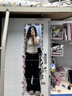 FSHE黑色微喇牛仔褲女春夏加絨大碼胖mm彈力顯瘦梨型身材闊腿馬蹄褲子 黑色【長(zhǎng)褲】 S 曬單實(shí)拍圖