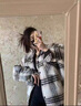 POUM小香風(fēng)夾克法式復(fù)古格子毛呢衣服外套冬季新品設(shè)計(jì)感高級(jí)小眾情侶 JCF-C335黑色 XL 曬單實(shí)拍圖