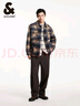 杰克·瓊斯（JACK&JONES）男裝春秋時(shí)尚寬松衣身格紋字母刺繡翻領(lǐng)毛呢大衣外套男224427007 E11淺卡其 L 180 曬單實(shí)拍圖