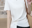 啄木鳥(niǎo)品牌女裝冰絲正肩短袖t恤2025新款夏季寬松顯瘦下擺暗扣別致上衣 白色 L ( 建議100斤-115斤) 曬單實(shí)拍圖