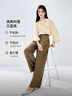 秋水伊人基礎(chǔ)百搭直筒休閑褲秋季新款女松緊腰小個(gè)子拖地長(zhǎng)褲 卡其 L 曬單實(shí)拍圖