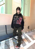 POUM美式高街修身微喇休閑褲男女工裝迷彩褲情侶褲喇叭多口袋褲子男 BLMFS-8279迷彩色 XL 曬單實拍圖