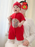 G. DUCKKIDS嬰兒衣服滿月寶寶衣服夏季短袖喜慶紅周歲男寶禮服抓周百日宴嬰兒 紅色 73cm 建議15-18斤 曬單實(shí)拍圖