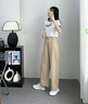 衣織炫高腰闊腿褲女春夏季2025新款今年流行寬松休閑褲小個(gè)子牛仔褲 卡其色送皮帶  常規(guī) S 【穿85-95斤】 曬單實(shí)拍圖