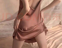 貓人（MiiOW）真絲睡衣女夏天冰法式感御姐風(fēng)吊帶睡裙女裙薄一件熱 KA003 豆沙粉(吊帶裙) L (建議95-110斤) 曬單實(shí)拍圖