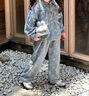 G.DUCK HELLO女童春裝牛仔套裝洋氣小花兩件套女孩外套休閑褲 藍色 90 cm 曬單實(shí)拍圖