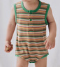 babylove嬰兒背心包屁衣夏季透氣衣服莫代爾無(wú)袖三角哈衣爬服條紋寶寶夏裝 曬單實(shí)拍圖