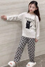 G.DUCKKIDS兒童睡衣女童莫代爾套裝2025春秋新款中大童長(zhǎng)袖薄款女孩家居服潮 淺灰小貓515aeakqss 150 cm 曬單實(shí)拍圖