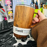 SWELL隨行咖啡杯帶蓋馬克杯水杯辦公室茶杯家用喝水杯子帶把保溫杯 時(shí)尚手柄杯-柚木350ml 曬單實(shí)拍圖
