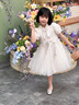 G.DUCKKIDS公主裙女童連衣裙新中式兒童裙子夏裝2025新款女孩旗袍生日禮服 米白色 130 （建議身高120cm 8-9歲）cm 曬單實(shí)拍圖