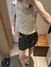 UR2025夏季新款女休閑波嬉風(fēng)鏤空肌理感無袖針織衫UWH950046 裸杏色 M 曬單實(shí)拍圖