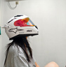 咖啡騎士摩托車(chē)頭盔男女機車(chē)復古全盔夏季816大尾翼3C認證四季通用 亮白配極光藍鏡片 M 適合54-56頭圍 曬單實(shí)拍圖