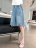 哈羅小黃鴨 HAL.DUCK小女孩夏季牛仔褲2025新款大兒童時髦寬松繡花五分褲女童休閑中褲 藍色牛仔中褲 120 cm 曬單實拍圖