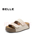 百麗（Belle）厚乳吐司2代復(fù)古勃肯女商場(chǎng)款舒適可外穿拖鞋D5Z2DBT5 米白 37 (235mm) 曬單實(shí)拍圖