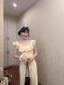哈魯?shù)宵S色小飛袖碎花連衣裙女純欲風(fēng)溫柔減齡顯瘦遮肚子海邊度假長裙子 黃色 均碼 （115斤以內(nèi)） 曬單實(shí)拍圖