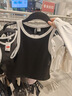 UR2025春季新款女裝字母愛心印花短款修身短袖T恤UYY450090 墨藍(lán) S 曬單實(shí)拍圖