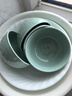 蘇氏陶瓷（SUSHI CERAMICS）青瓷釉陶瓷碗花開富貴米飯碗湯碗6件套裝餐具 曬單實(shí)拍圖