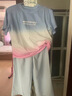 優(yōu)優(yōu)1點(diǎn)（Yoyo one）多巴胺穿搭女童夏裝套裝2025新款兒童冰絲運(yùn)動(dòng)服夏季大童休閑短袖 18907漸變綠15029嫩黃色 150 150cm 曬單實(shí)拍圖