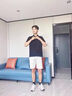 凰梡休閑短褲男潮修身純色三分四分褲夏季潮牌彈力3分4分褲短褲 白色 31 曬單實(shí)拍圖
