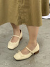 Ebonka2025夏真皮版小個(gè)子5cm法式蝴蝶結(jié)瑪麗珍鞋女方頭淺口內(nèi)增高單鞋 杏色 37 曬單實(shí)拍圖