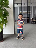 迪士尼（Disney）哪吒衣服男童無袖套裝夏季條紋背心2025新款帥氣男寶寶夏款兩件套 灰色 亮燈 120 cm(建議105-115cm 4-6周歲) 曬單實拍圖
